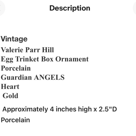 VTG Valerie Parr Hill Egg Trinket Music Box Ornament Porcelain Angels Heart - Picture 4 of 4